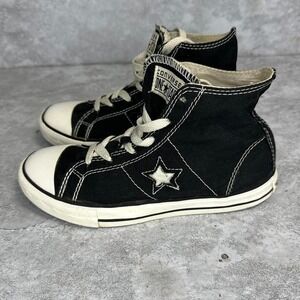 CONVERSE 'ONE STAR' - KIDS 'PUNK' BLACK HI TOP TRAINERS Size 4Y RARE!!